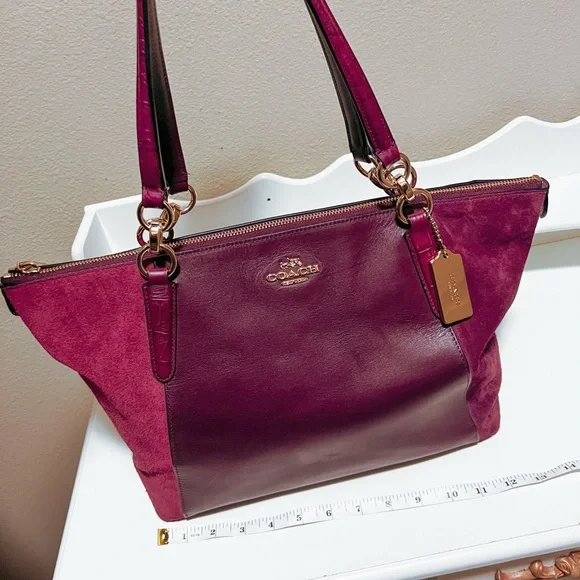 Coach Burgundy Leather & Suede Shoulder Bag – Like New - Picture 10 of 10